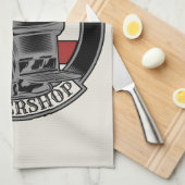 Personalisiert Retro BarberShop Barber Chair Salon Geschirrtuch (Viertel Falte)