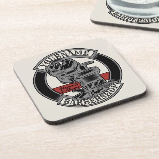 Personalisiert Retro BarberShop Barber Chair Salon Getränkeuntersetzer (Linke Seite)