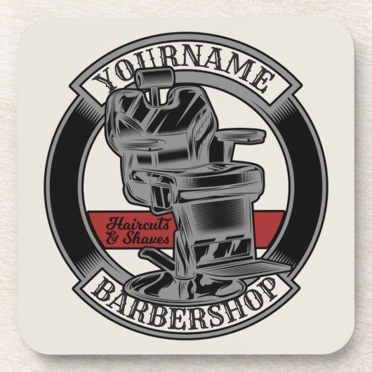 Personalisiert Retro BarberShop Barber Chair Salon Getränkeuntersetzer (Vorderseite)