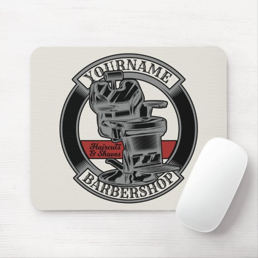 Personalisiert Retro BarberShop Barber Chair Salon Mousepad (Mit Mouse)