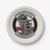 Personalisiert Retro BarberShop Barber Chair Salon Pappteller (Vorderseite)