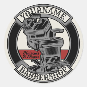 Personalisiert Retro BarberShop Barber Chair Salon Runder Aufkleber