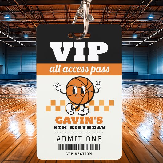Personalisiert Retro Basketball Geburtstagsparty G Ausweis