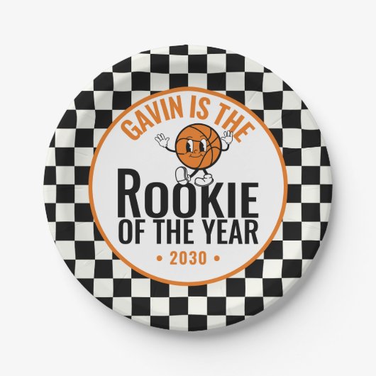 Personalisiert Retro Basketball Geburtstagsparty Pappteller (Vorderseite)