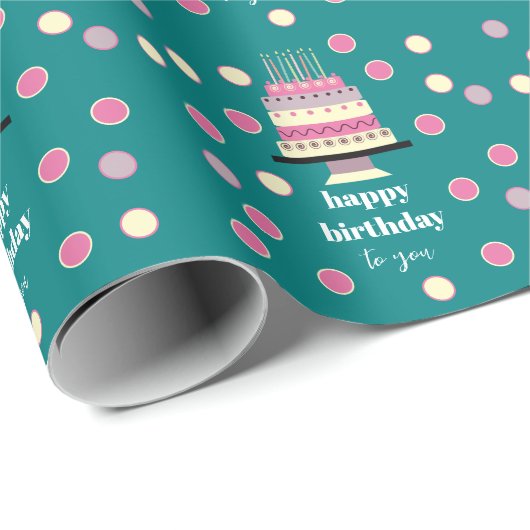 Personalisiert Retro Birthday Cake Candles Niedlic Geschenkpapier (Rolleneckpunkt)