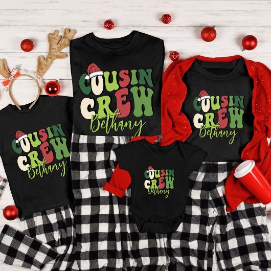 Personalisiert Retro Cousin Crew Weihnachten Match T-Shirt