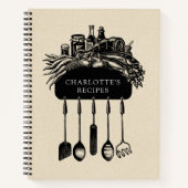 Personalisiert Retro Creme Black Rezept Notizblock (Vorderseite)