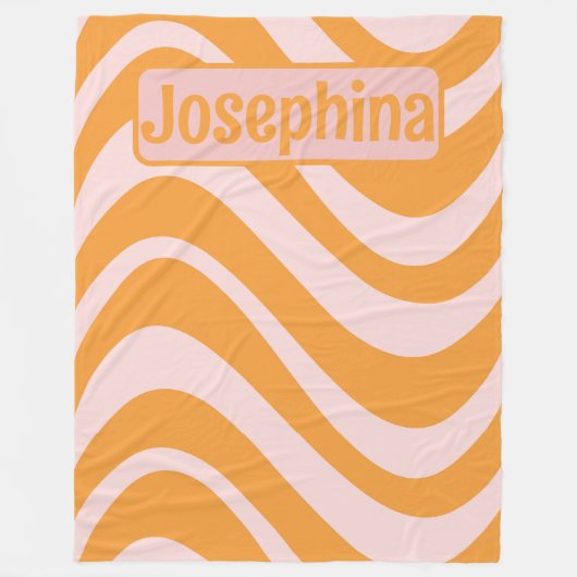 Personalisiert Retro Curvy Orange Pink Fleecedecke (Vorderseite)