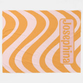 Personalisiert Retro Curvy Orange Pink Fleecedecke (Vorderseite (Horizontal))