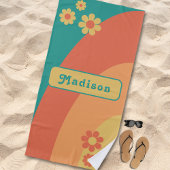 Personalisiert Retro Daisy Arch Groovy Strandtuch