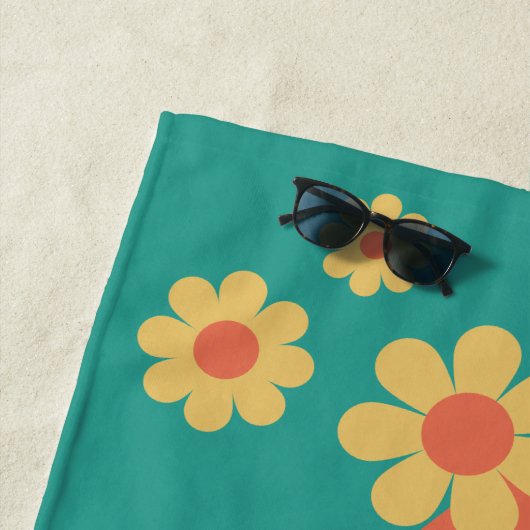 Personalisiert Retro Daisy Arch Groovy Strandtuch (Beispiel)