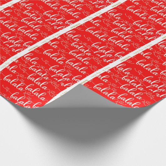 Personalisiert Retro Fa la Script Red Geschenkpapier (Ecke)