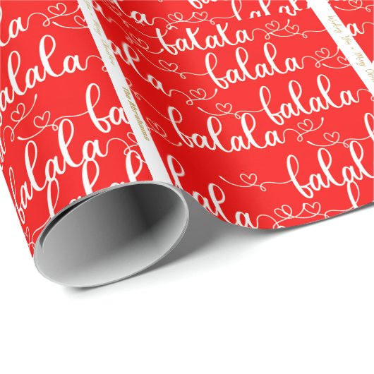 Personalisiert Retro Fa la Script Red Geschenkpapier (Rolleneckpunkt)