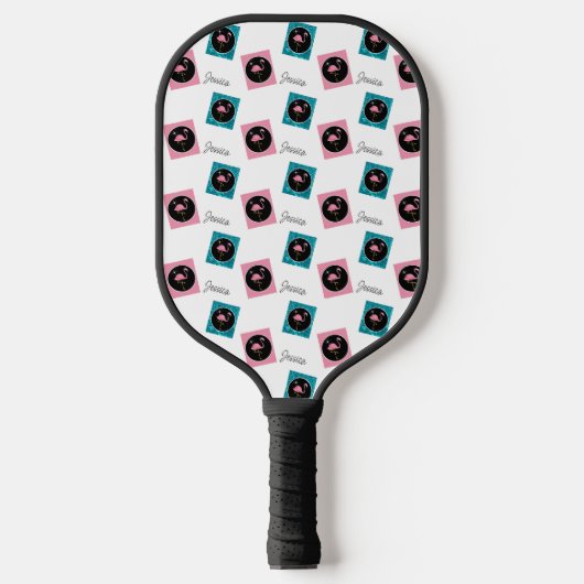 Personalisiert Retro Flamingo Pickleball Paddle (Vorderseite)