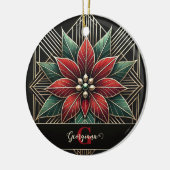 Personalisiert Retro Flora Art Deco Poinsettia Keramik Ornament (Links)