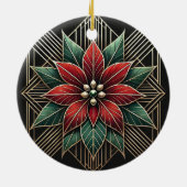 Personalisiert Retro Flora Art Deco Poinsettia Keramik Ornament (Hinten)