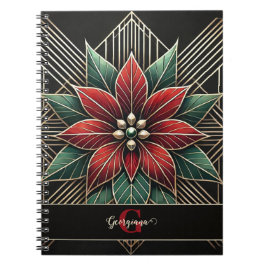 Personalisiert Retro Flora Art Deco Poinsettia Notizblock