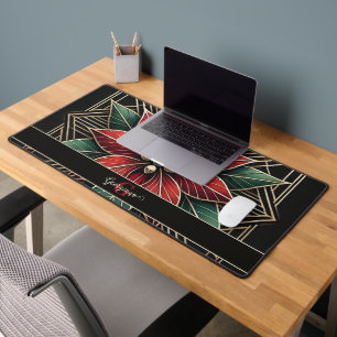 Personalisiert Retro Flora Art Deco Poinsettia Schreibtischunterlage
