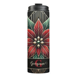 Personalisiert Retro Flora Art Deco Poinsettia Thermosbecher