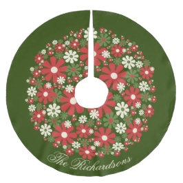 Personalisiert Retro Floral Weihnachten Blume Polyester Weihnachtsbaumdecke