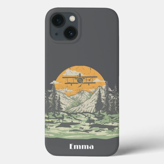Personalisiert, Retro, Flugzeug, Sonnenuntergang,  Case-Mate iPhone Hülle (Rückseite)