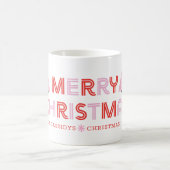Personalisiert Retro Frohe Weihnachtsbaum Rosa & R Kaffeetasse (Mittel)