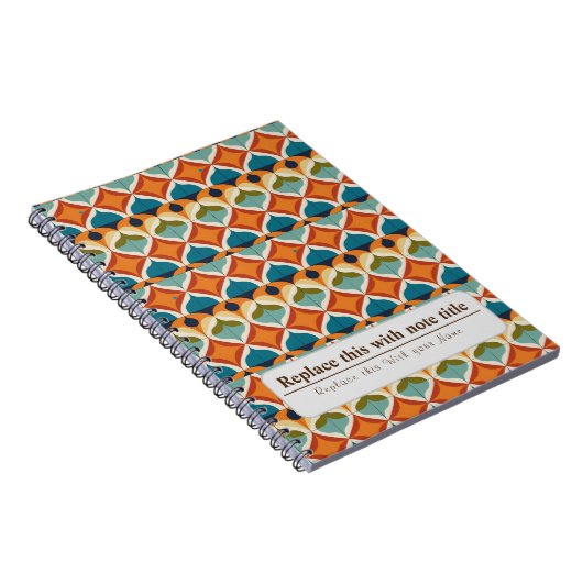 Personalisiert Retro Funky Orange-Aquamarin Notizblock (Rechte Seite)