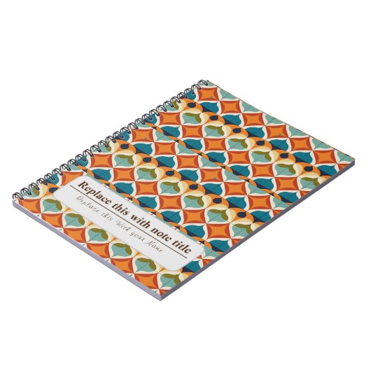 Personalisiert Retro Funky Orange-Aquamarin Notizblock (Linke Seite)