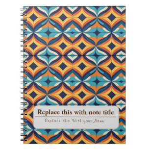Personalisiert Retro Funky Orange-Aquamarin Notizblock