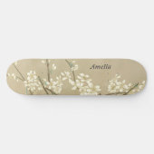 Personalisiert Retro Girly White Blume Skateboard (Horizontal)