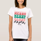 Personalisiert Retro Holiday Merry Mama Xmas T-Shirt (Vorderseite)