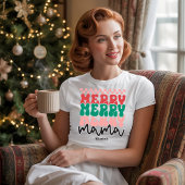Personalisiert Retro Holiday Merry Mama Xmas T-Shirt