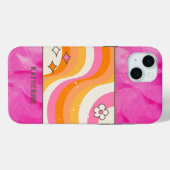 Personalisiert Retro Hot Pink & Orange Case-Mate iPhone Hülle (Rückseite (Horizontal))