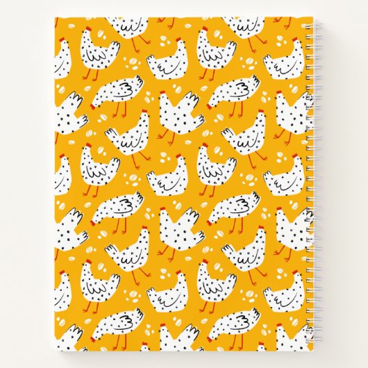 Personalisiert Retro-Hühnerhähnchen-Monogramm Notizblock (Rückseite)