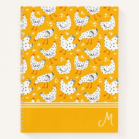 Personalisiert Retro-Hühnerhähnchen-Monogramm Notizblock (Vorderseite)