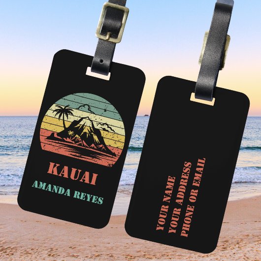 Personalisiert Retro Kauai Gepäckanhänger