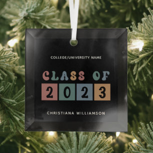 Personalisiert Retro-Klasse 2023 Abschluss Niedlic Ornament Aus Glas