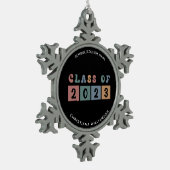 Personalisiert Retro-Klasse 2023 Abschluss Niedlic Schneeflocken Zinn-Ornament (Links)