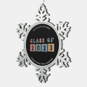 Personalisiert Retro-Klasse 2023 Abschluss Niedlic Schneeflocken Zinn-Ornament (Rechts)