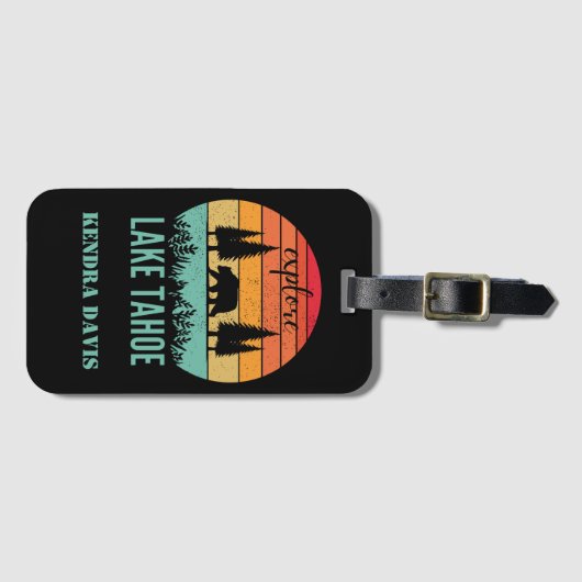 Personalisiert Retro Lake Tahoe Gepäckanhänger (Vorderseite (Horizontal))