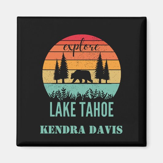 Personalisiert Retro Lake Tahoe Magnet (Vorne)