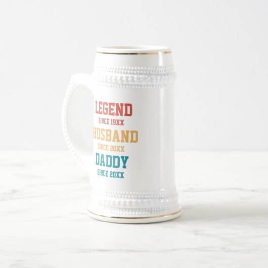 Personalisiert Retro Legend Husband Daddy Gift Bierglas (Vorderseite Links)