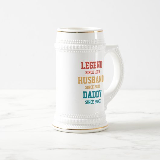 Personalisiert Retro Legend Husband Daddy Gift Bierglas (VorderseiteRechts)