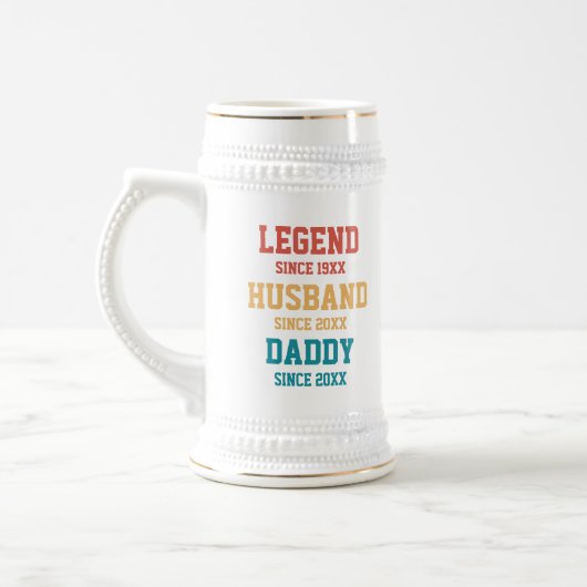 Personalisiert Retro Legend Husband Daddy Gift Bierglas (Links)