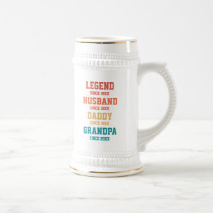 Personalisiert Retro Legend Husband Daddy Grandpa Bierglas
