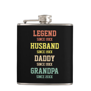 Personalisiert Retro Legend Husband Daddy Grandpa Flachmann