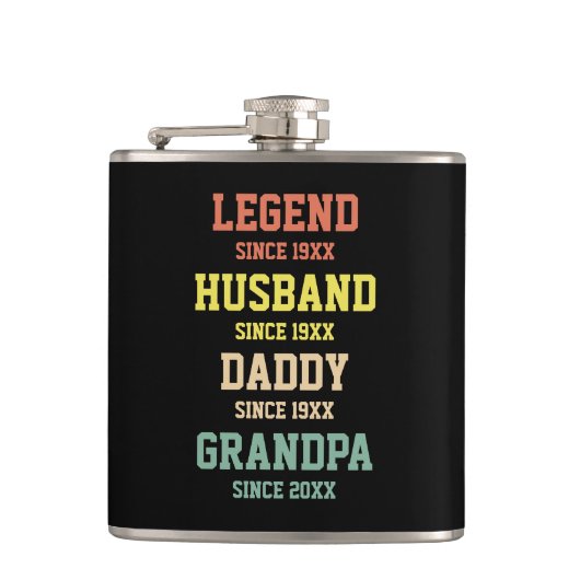 Personalisiert Retro Legend Husband Daddy Grandpa Flachmann (Vorderseite)