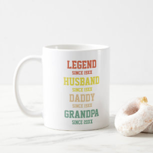 Personalisiert Retro Legend Husband Daddy Grandpa Kaffeetasse
