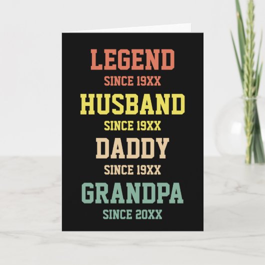 Personalisiert Retro Legend Husband Daddy Grandpa Karte (Vorderseite)
