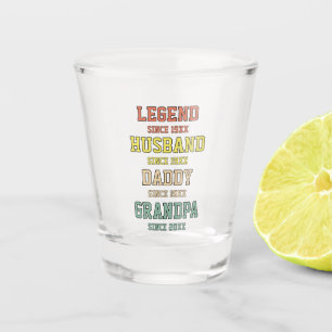 Personalisiert Retro Legend Husband Daddy Grandpa Schnapsglas